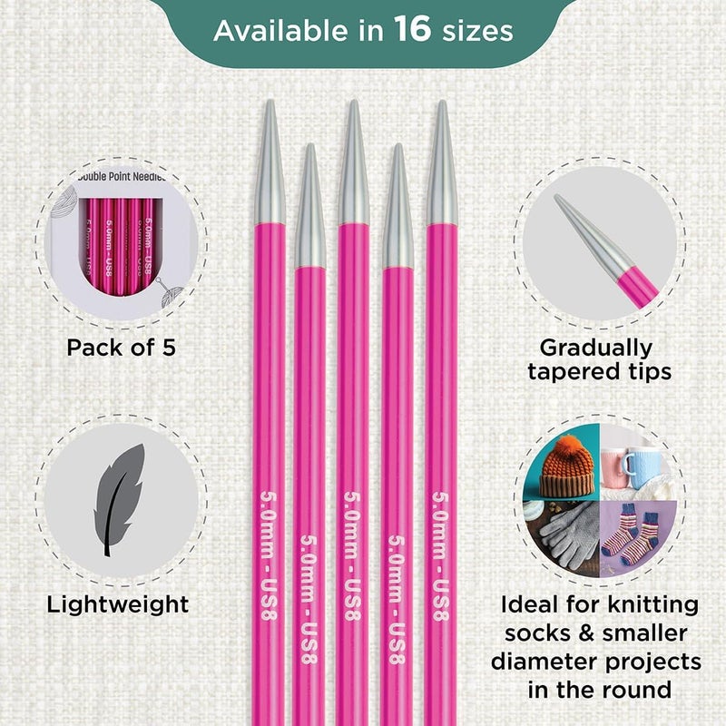 Knit Pro Zing Double Pointed Needles 6" (15cm) | US Size 8 (5mm) - Image 2